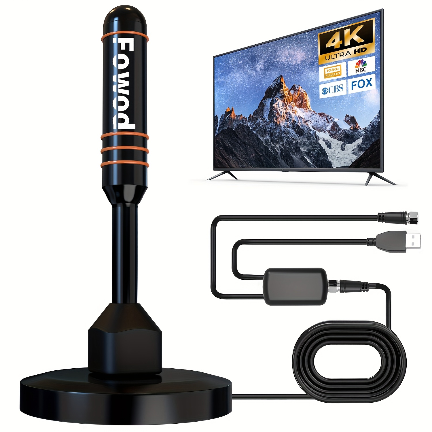 TEMU 2025 Tv Antenna Indoor Antenna For Smart Tv Long Range Reception Hd Outdoor With Amplifier For Local Channels Supports 4k 1080p, Uhf And Vhf