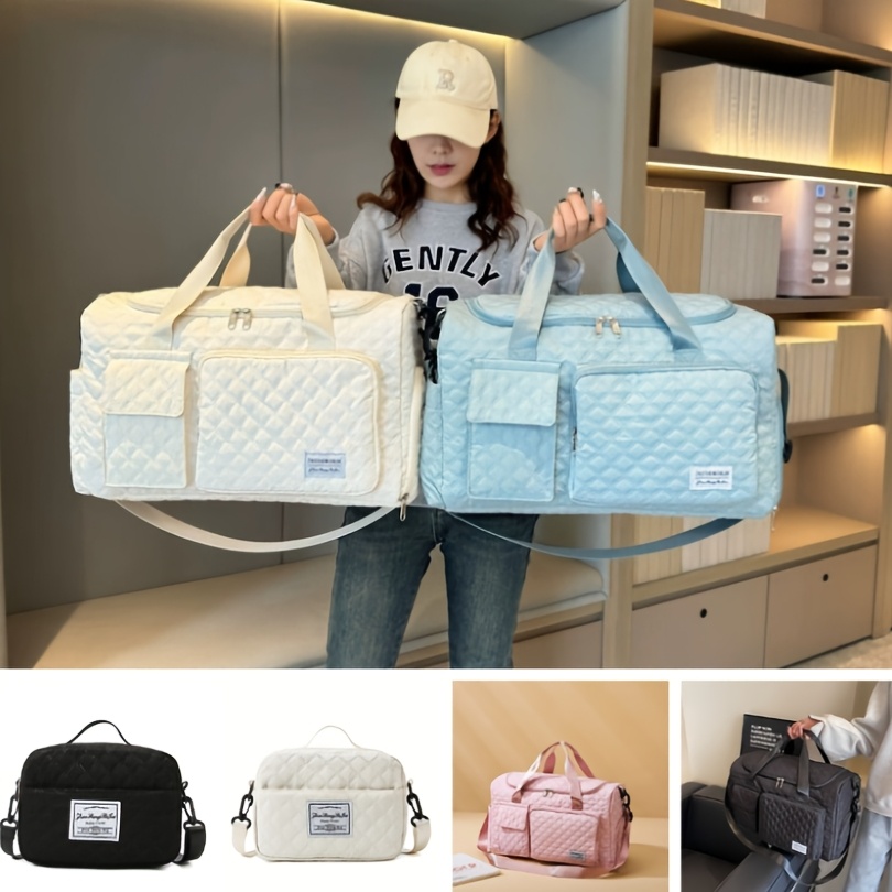   a   and luxurious luggage bag designed for outdoor use featuring multifunctional shoulder and crossbody options dry and wet   pockets and double sided compartments making it ideal for travel and fitness activities