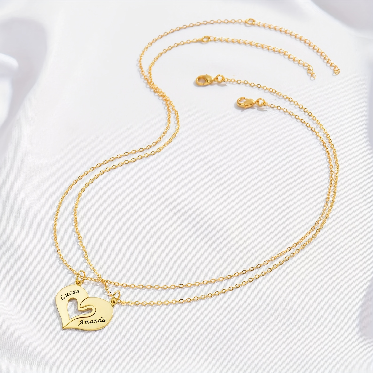Custom Couple's Half-Heart Necklace Set