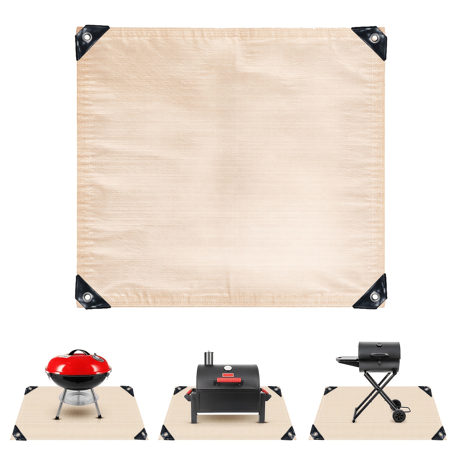 TEMU 1-pack Fire Pit Mat With Reinforced Corners, 39x39 Inches Fireproof Fiberglass Grill Mat, Blanket For Grills, Stoves, And Fire Pits - Ideal For