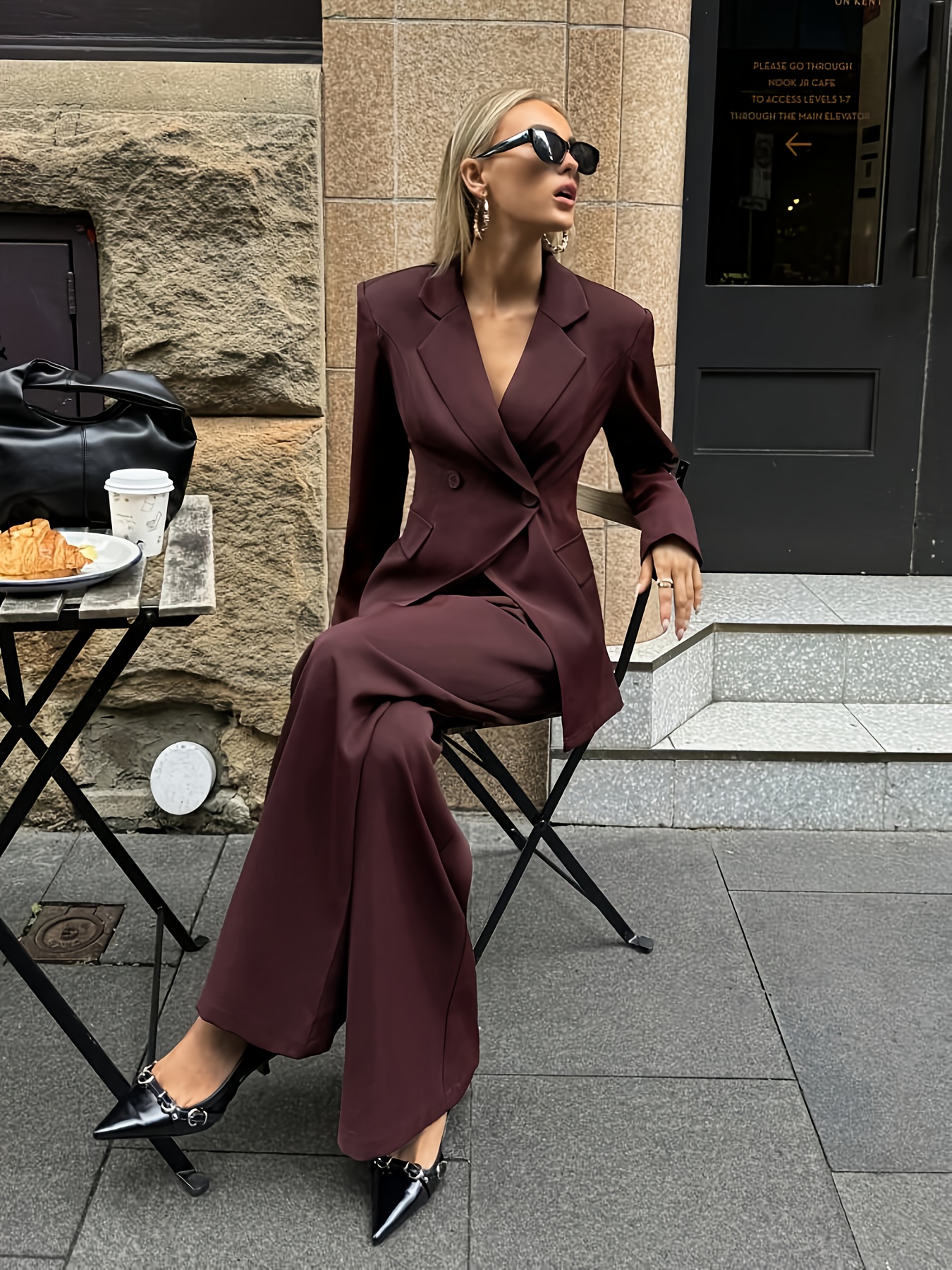burgundy wide leg dress pants Power Down DPYP™ Dress Pant Yoga Pant