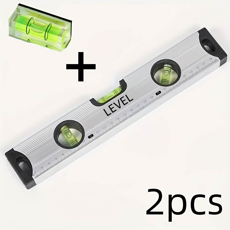 TEMU 2-pack Heavy Duty Stainless Steel Magnetic Spirit Level With Bubble Level And Magnetic Tips 1.57 Inch 11.8 Inch Measuring Tool No Battery