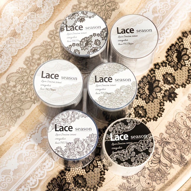 

Lace Season Washi Tape, 1pc Pet Decorative Adhesive Tape For Scrapbooking, Diy Crafts, Bullet Journaling, And Embellishments