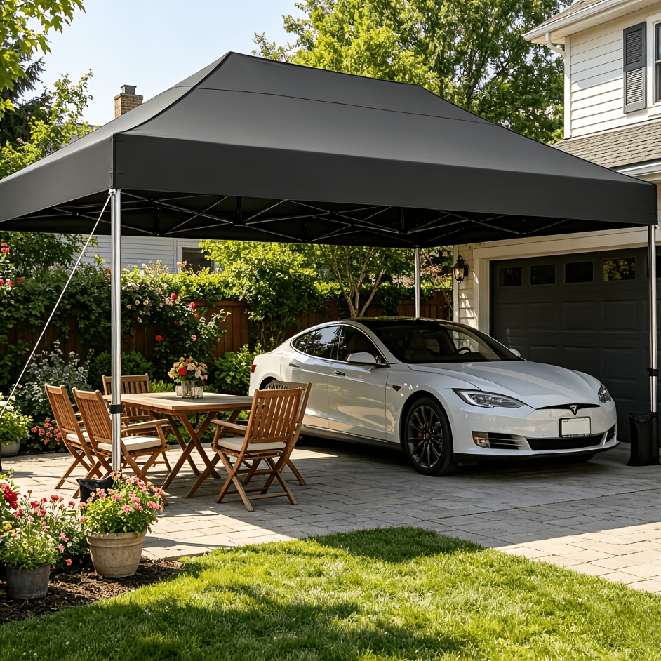 Image of Heavy Duty Pop Up Carport, 3.43x4.83m Commercial Instant Canopy, Outdoor Height Adjustable Shelter