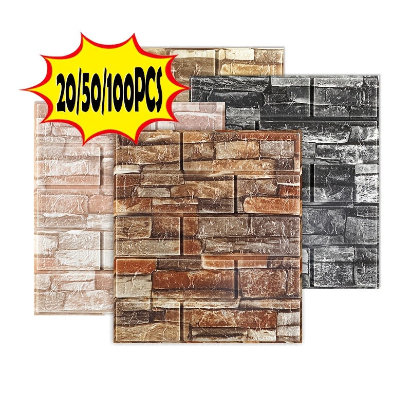 

/100pcs 3d Wall , Brick Pattern Foam Self-adhesive Waterproof Moisture-proof Ceiling Sticker, Easy To Stick And Peel, Easy To Clean And Free Cutting, For Room Bathroom