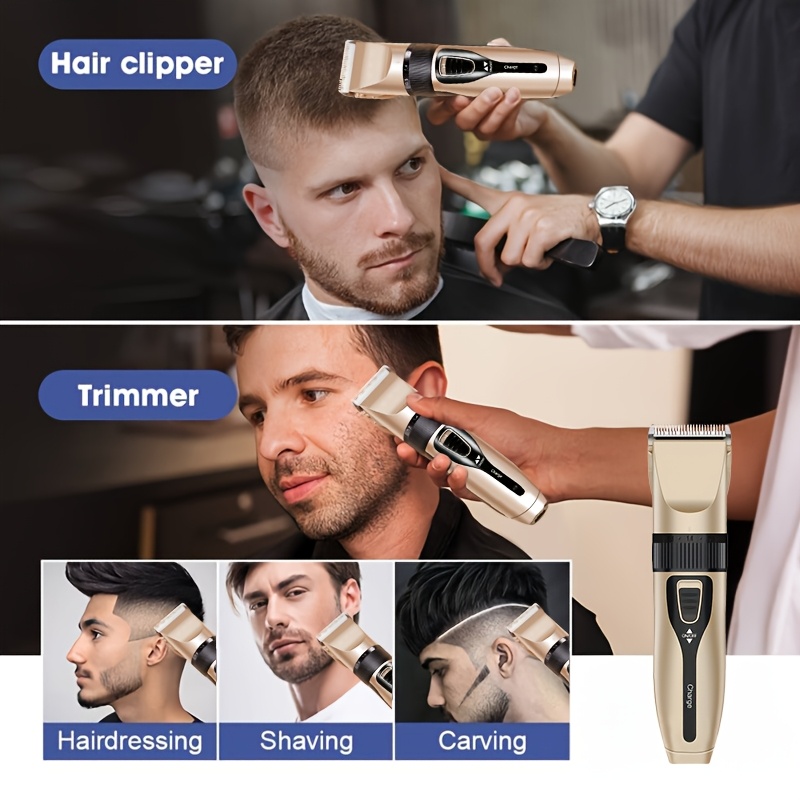 professional mens cordless hair clipper usb rechargeable electric hair trimmer with   high power ceramic cutting head led display screen 4 guide combs cleaning brush and lithium battery suitable for home and salon use perfect fathers day gif Product details 2