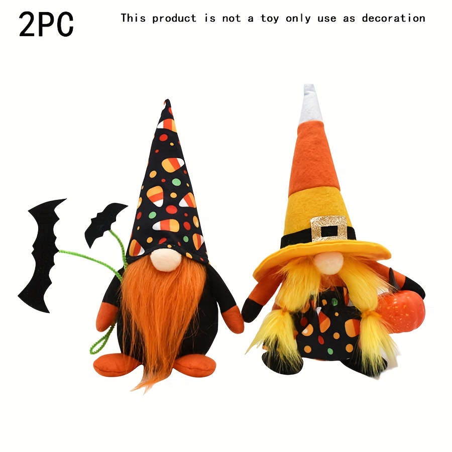 

Festive Plush Gnome Halloween Decor - Black And Orange Bat, Pumpkin, And Faceless Doll - Perfect For Parties And Family Gatherings - No Feathers, Battery-free