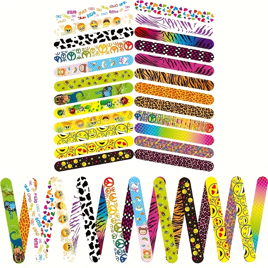 24 slap bracelets bulk wristbands printed with animals friendship hearts   easter party small gift classroom prize exchange gift easter gift christmas gift halloween holiday gifts event giveaways festive accessories friendship wristbands lightweight bracelets plastic wristbands fun wristwear silly wristbands gift buyers party favors
