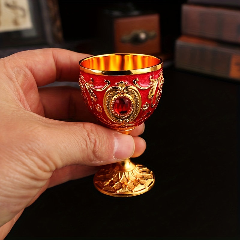 1pc chalice goblet vintage metal wine glass stemmed champagne cup embossed goblet for bar pub club restaurant use home decor room decor summer drinkware accessories details 0