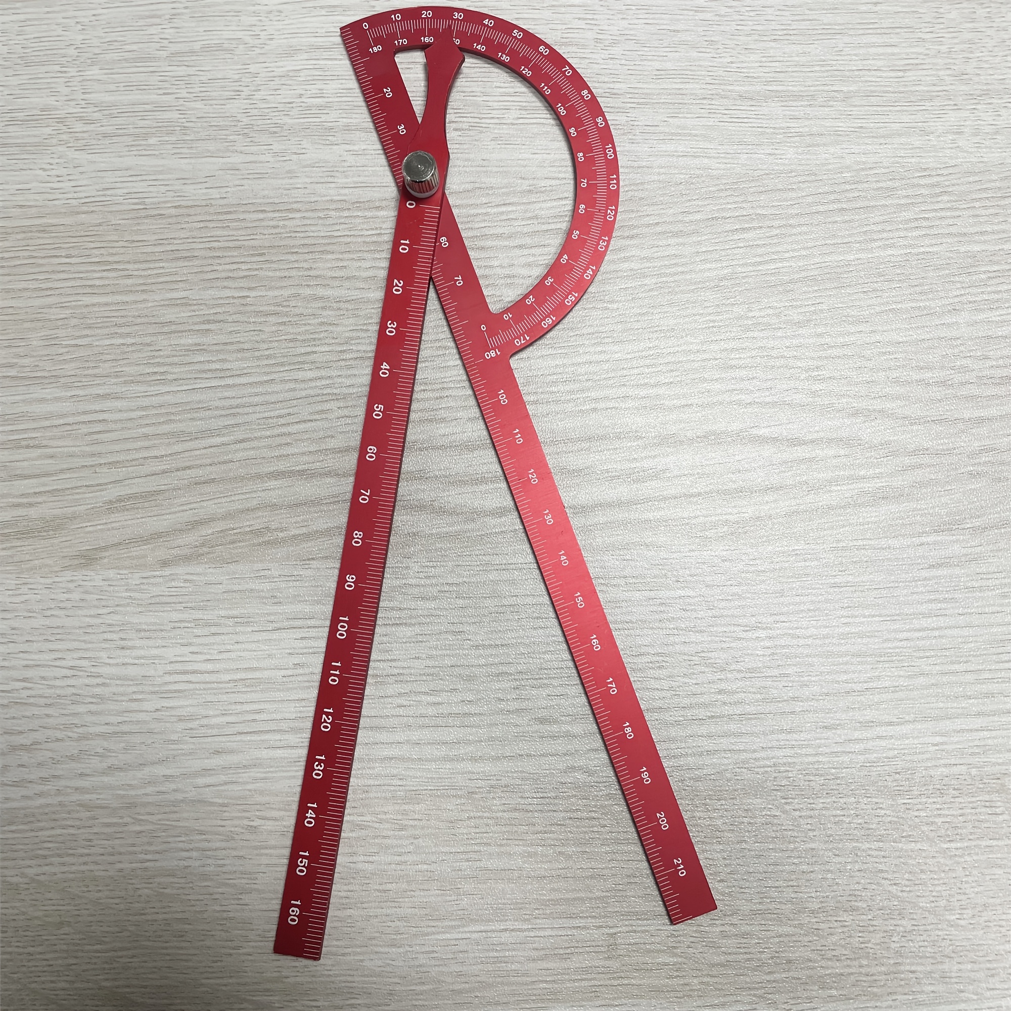 TEMU Red Aluminum 180 Degree Adjustable Protractor With Scale, Universal For Measuring And Drawing, Mini Portable, Sturdy And Durable