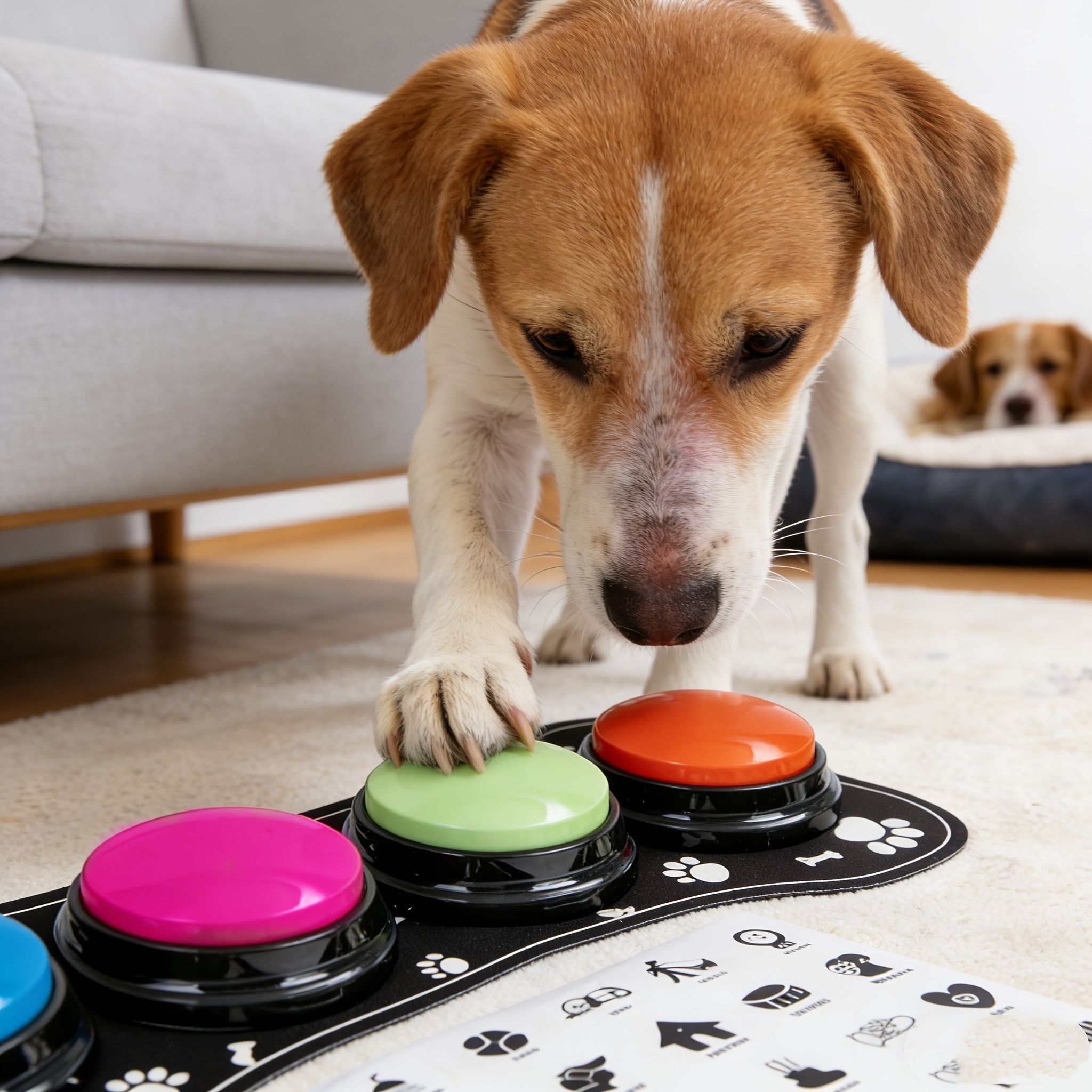 New 4pcs Pet Button Dog Communication Buttons with Non-Slip Pad