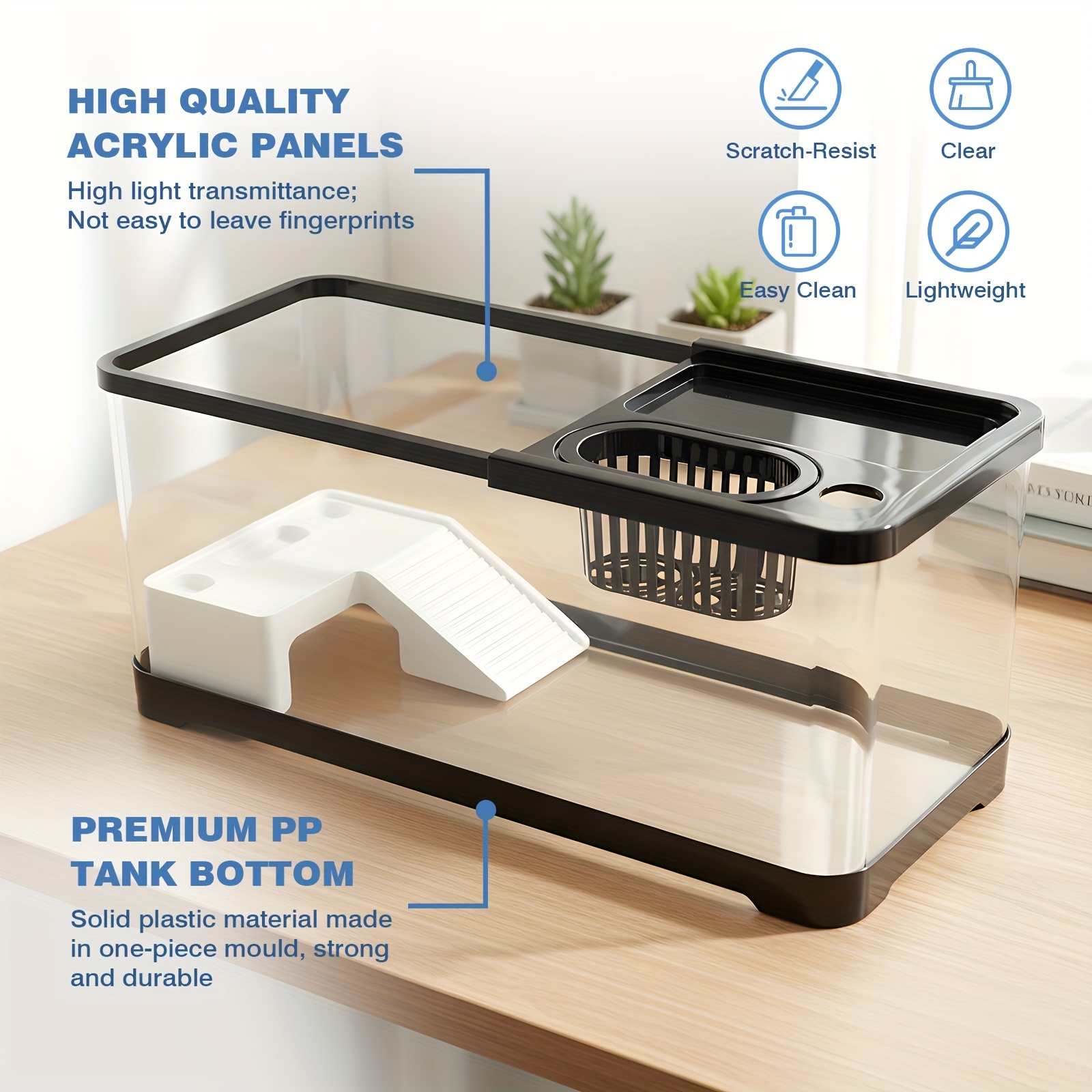 Advwin Turtle Tank Kit with Basking Lamp Non-Slip Stairs - Suitable for Small Turtles Fish Shrimp Reptiles