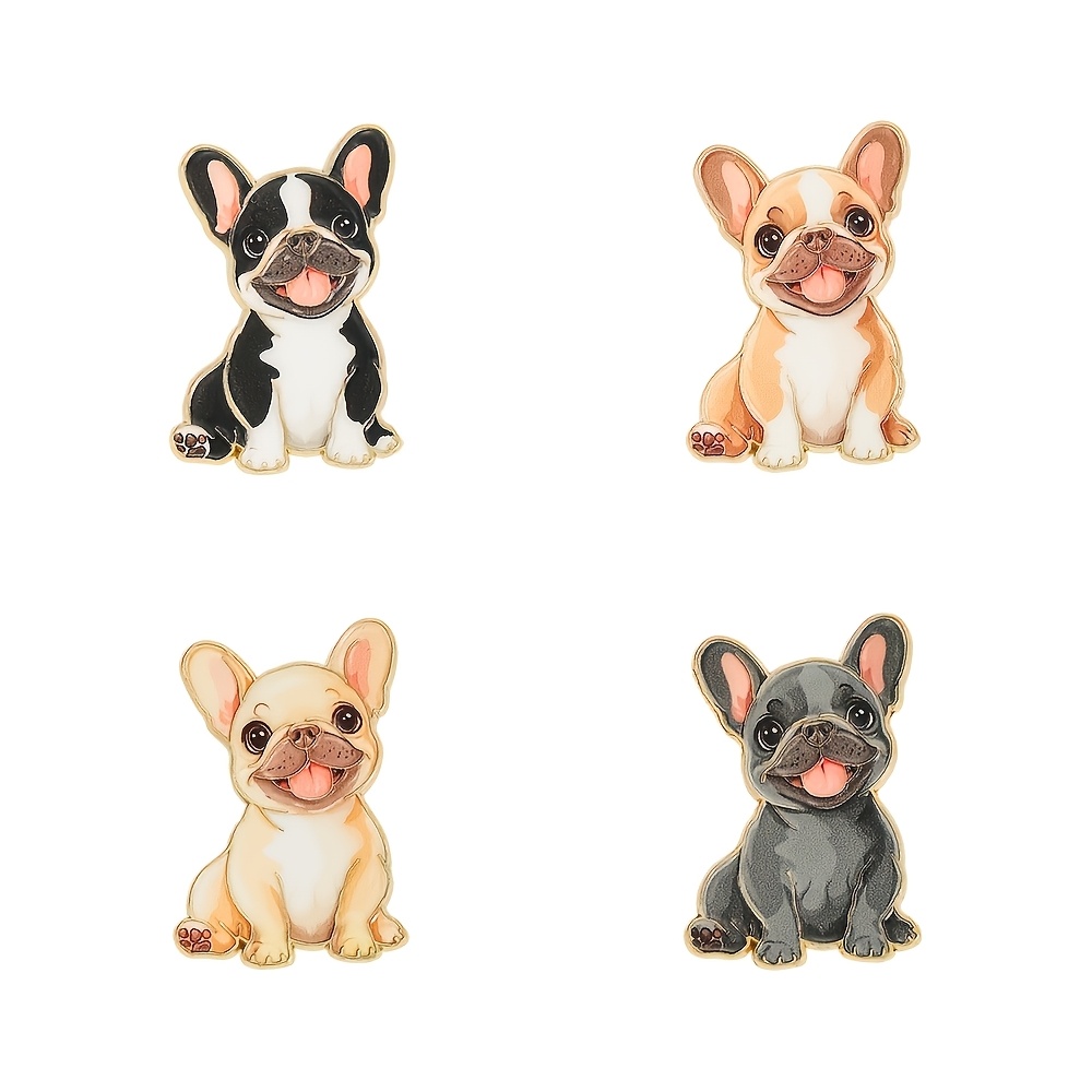 TEMU 4pcs/set French Bulldog Dog Enamel Pin Fashion Decorative Badge Ornaments Lapel Bag Badges Gifts