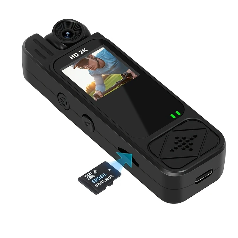 2k full hd body camera wearable portable body camera with infrared night motion detection 180 lens adjustment 32gb memory card included compact wireless mini camera for sports cycling fishing details 6