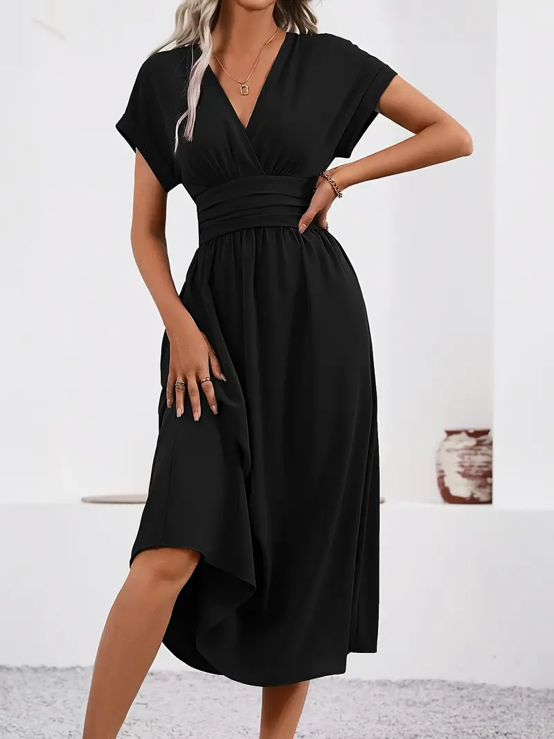 womens v neck short sleeve a line dress short waist narrow - Temu Mauritius womens v neck short sleeve a line dress short waist narrow - Temu Mauritius