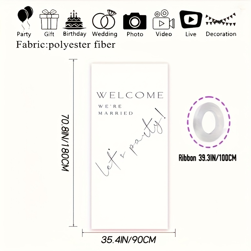 TEMU 2d Flat, 2d Flat, 1pc Wedding Party Banner-background Cloth, 35.43x70.87 Inches, Material, Suitable For And Celebrations, Party Background Cloth