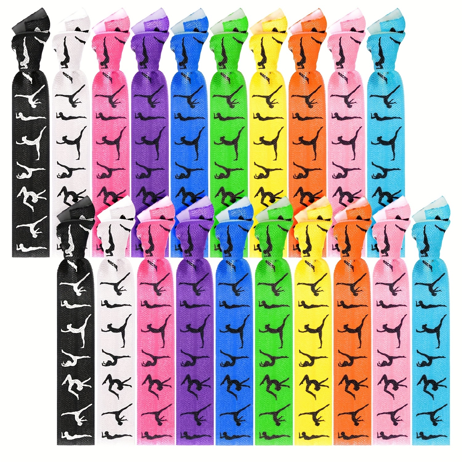 

A Set Of 10 Individual Gymnastics Sports Hair Bands Wristbands Sports Bracelet Hair Bands, 10 Colors