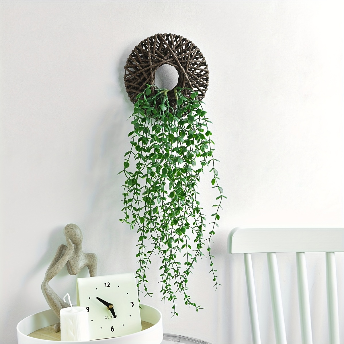 Image of 1 Set Of Artificial With A Rattan Flower Basket, Home Garden Decoration, Suitable For Outdoor Flower Pot Wall Decoration, Artificial Flowers, Wedding Party Decoration