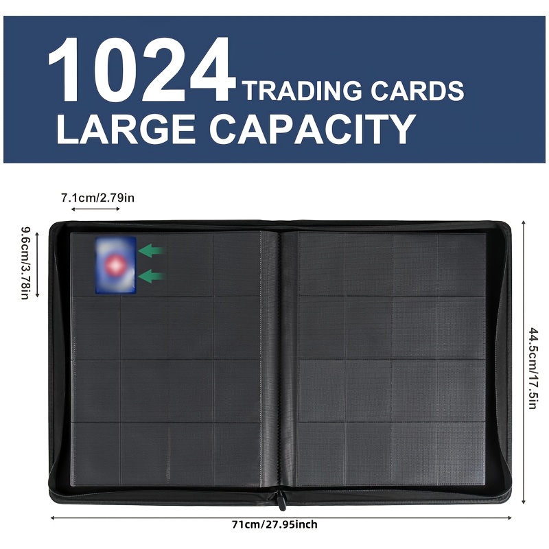 16 pocket trading card album 32 page 1024 card capacity - Temu