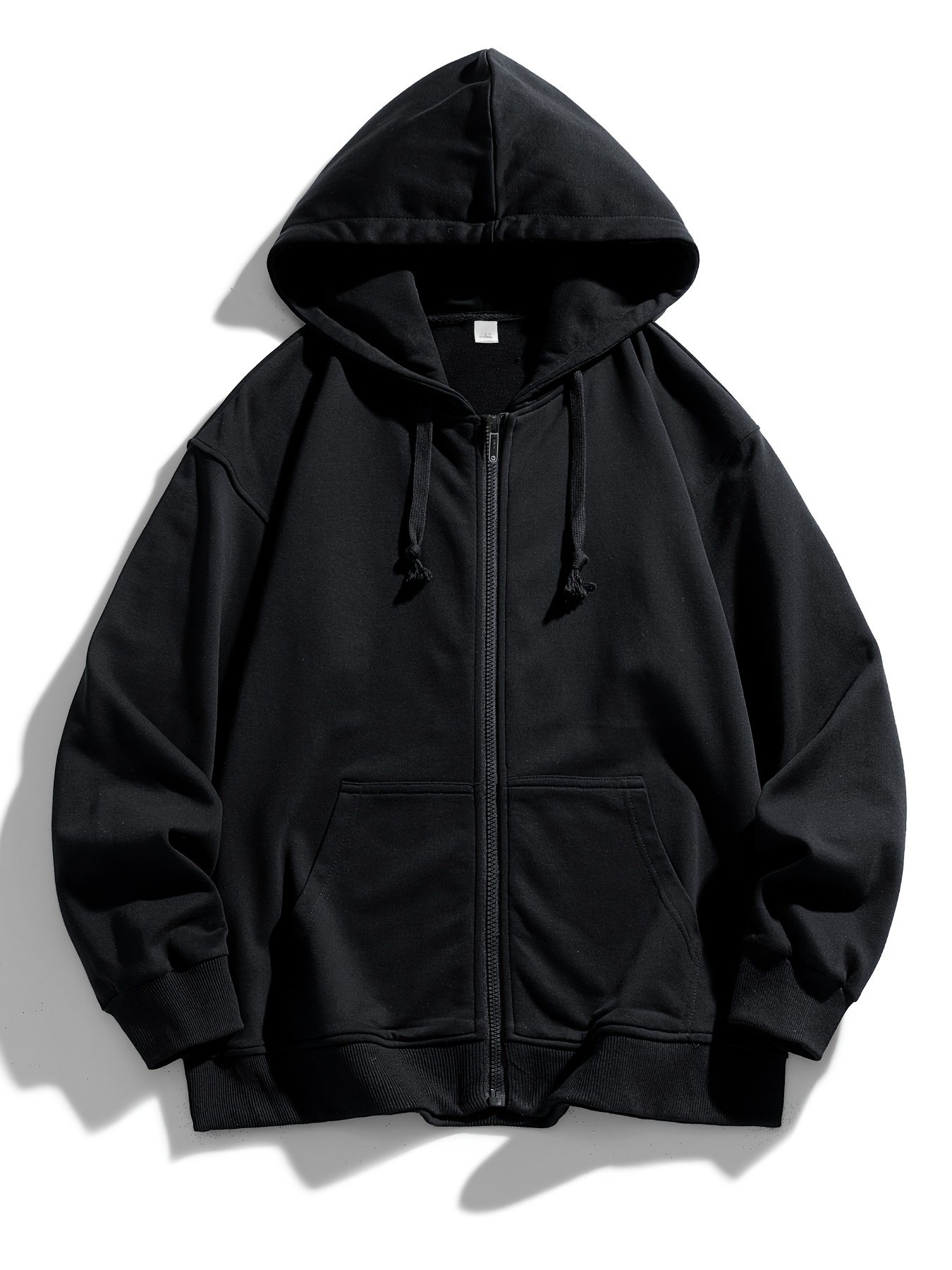 남성용 캐주얼 지퍼업 후드티 포켓, 단색 폴리에스터 재질 봄과 가을용 재킷, 가벼우며 세탁기 사용 가능, 캐주얼 의상 및 야외 활동에 완벽, 필수 후드티