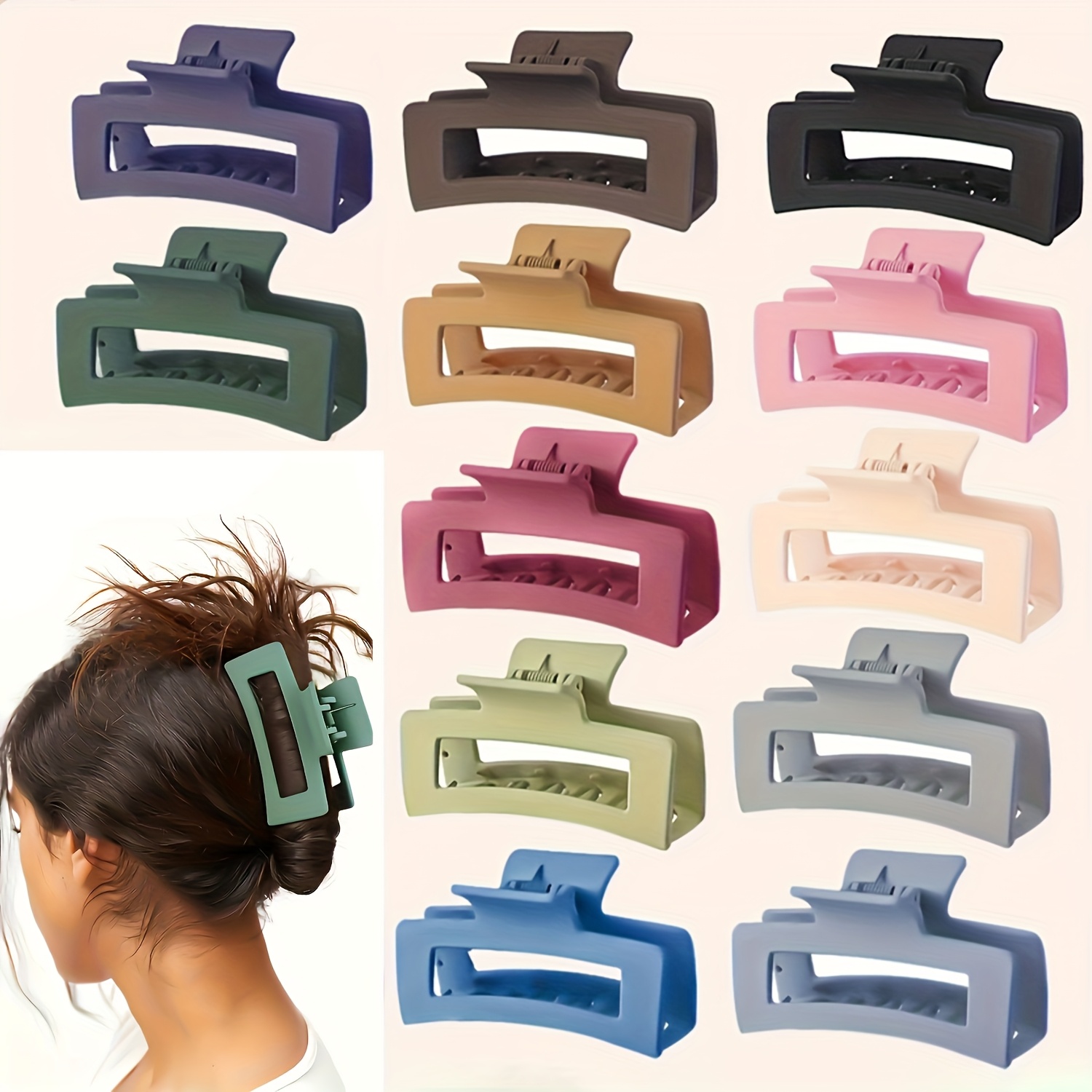 

12pcs Large Non-slip Hair Claw Clips For Women, Shark Hair Clasps, Assorted Colors, Hair Grips, Multi-pack Hair Accessories For