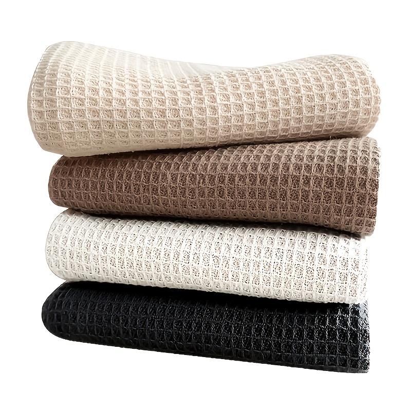 8-Pack Dishcloths, Kitchen Towels, Black Tea Towels, Barista Special Towels, Size 40X60Cm/15.7X23.6 Inches, 8-Pack, Black, Beige White, Black Waffle Check, Pure Towel Set, Cleaning, Cleaning Cloth, Dishcloth, Cleaning Rag