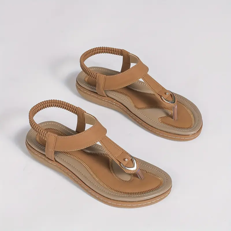 chic womens flat sandals minimalist t strap design comfortable slip on with cover upper Product details 2