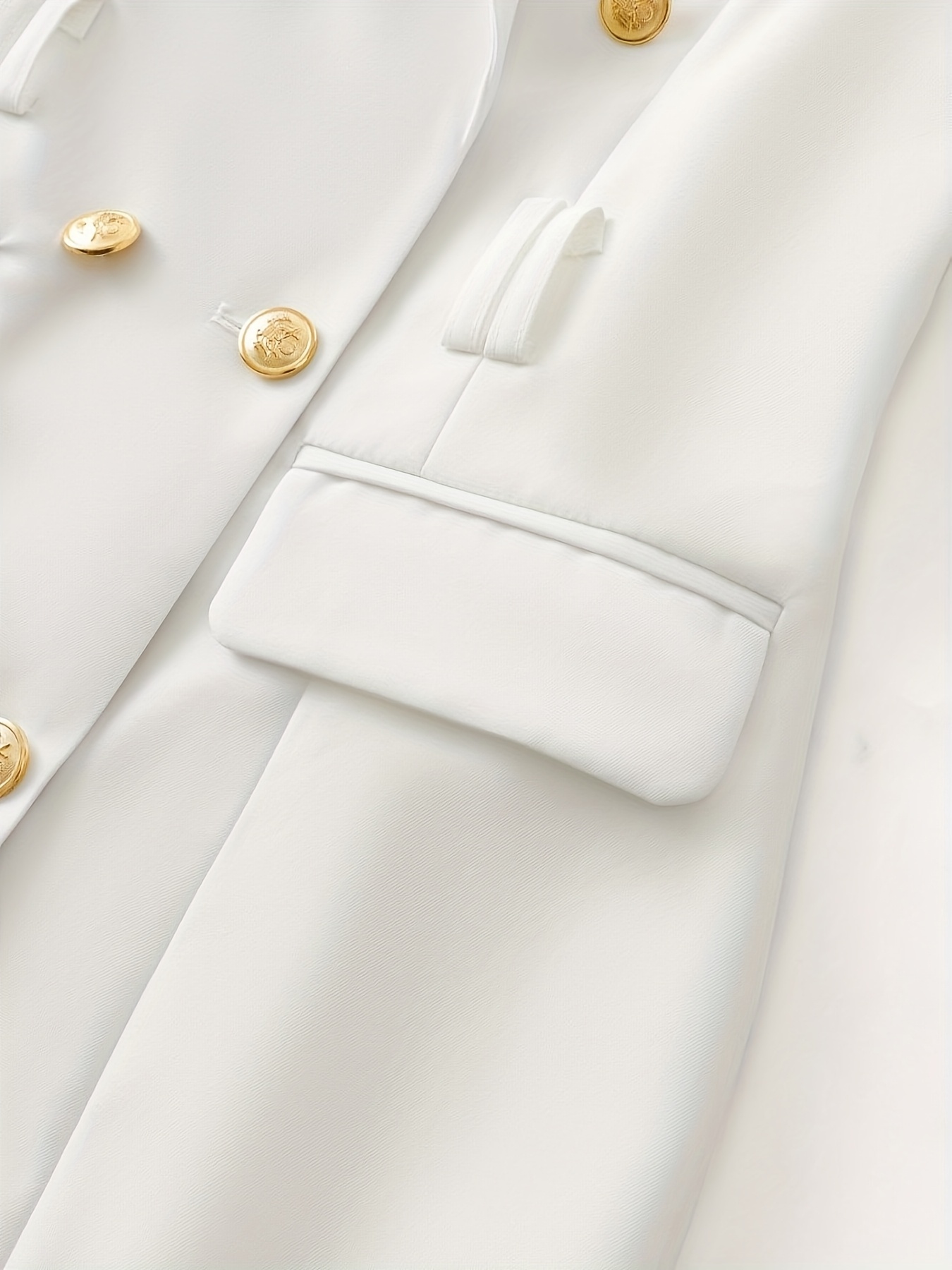 Gold Buttons White Double Breasted Dress Gold Button Detail Blazer
