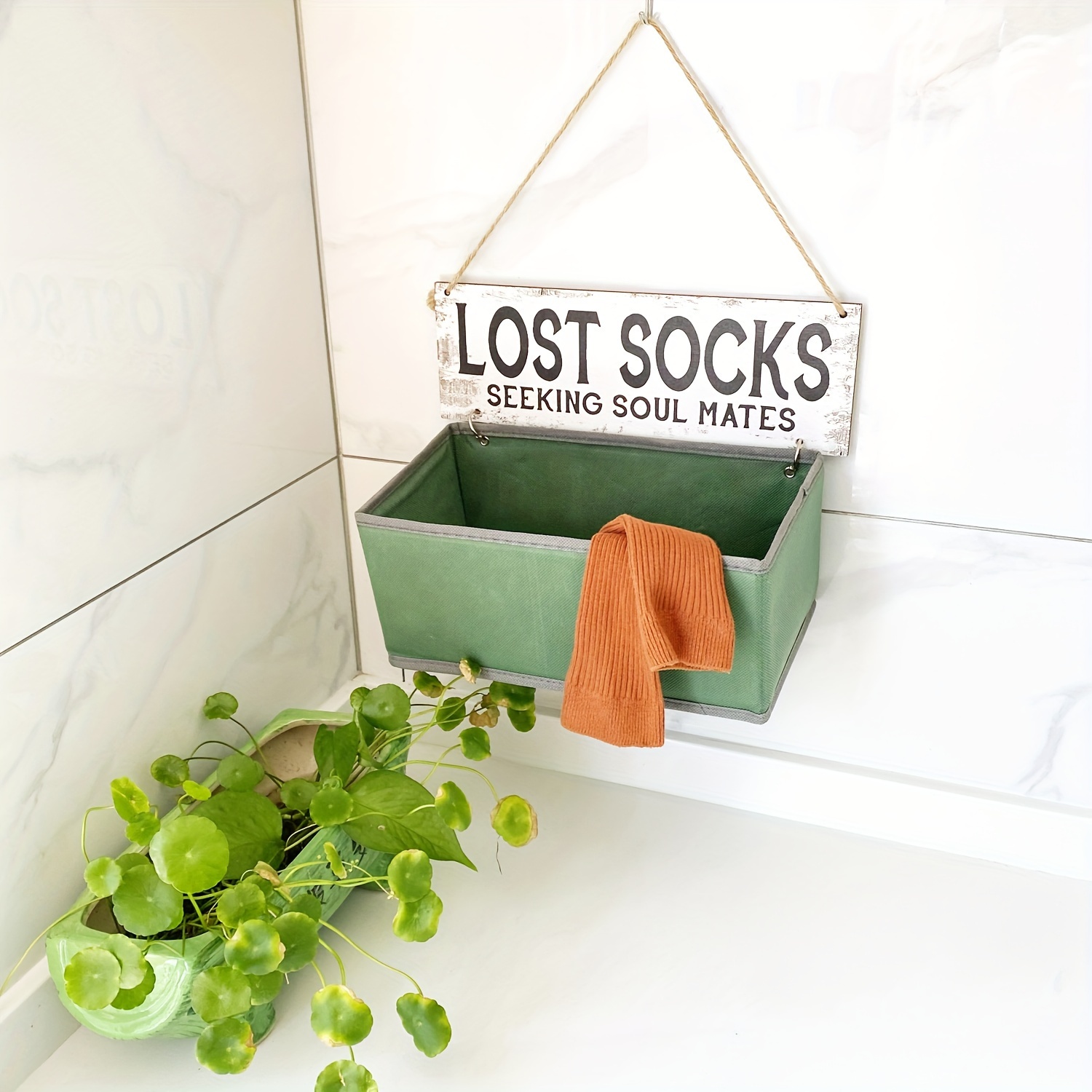 

Rustic Wooden 'lost Socks' Sign - Farmhouse Laundry Room Decor & Organization, Includes Multiple Components