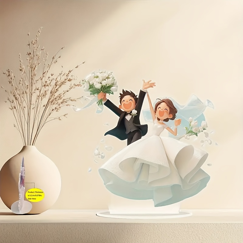TEMU Letreros y adornos decorativos acrílicos planos 2D no 3D, tema romántico de , adecuados para escritorio, estantería, exhibición de mesa de