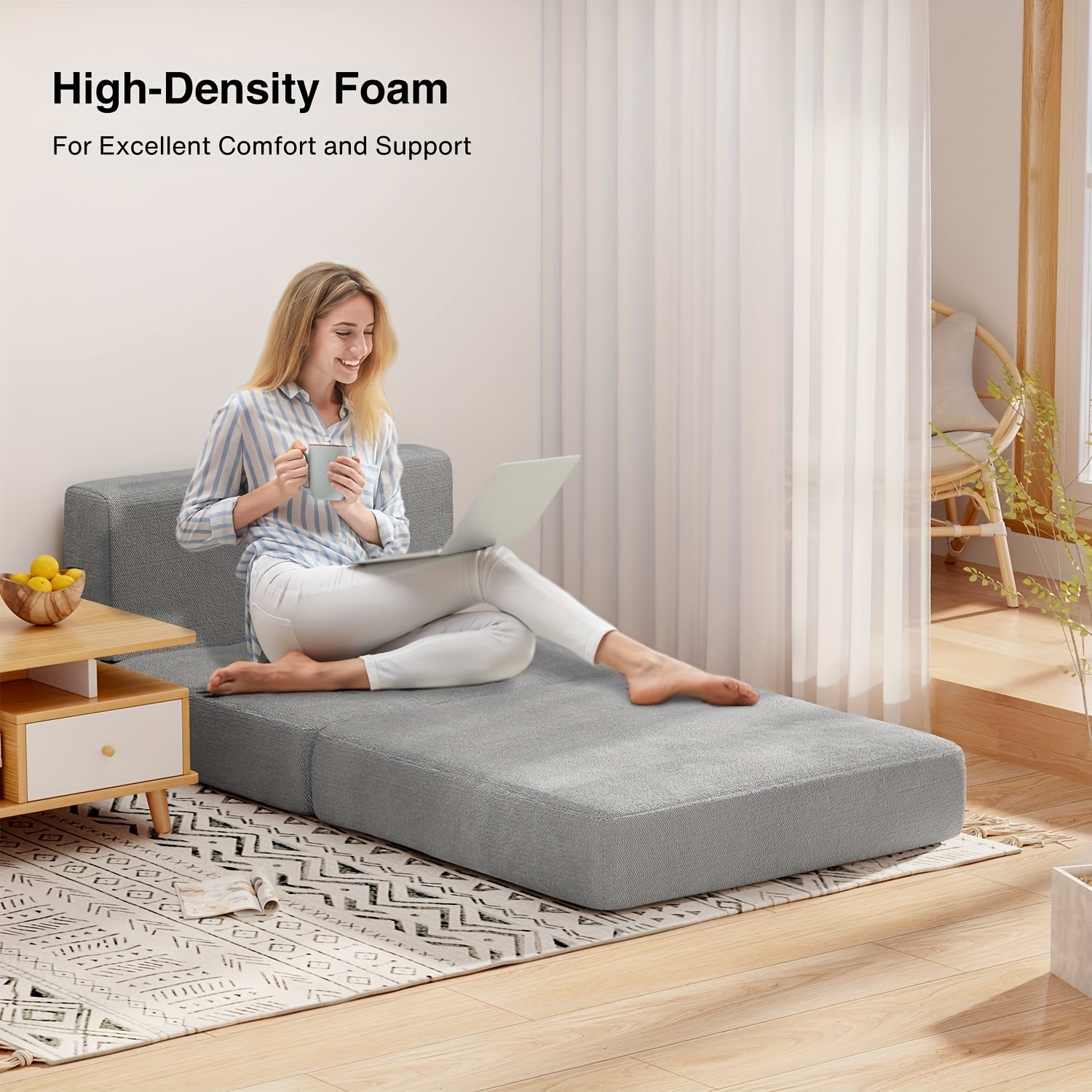 Folding Sofa Bed, Convertible Chair, Futon Couch, Foldable Sleeping Mattress for Living