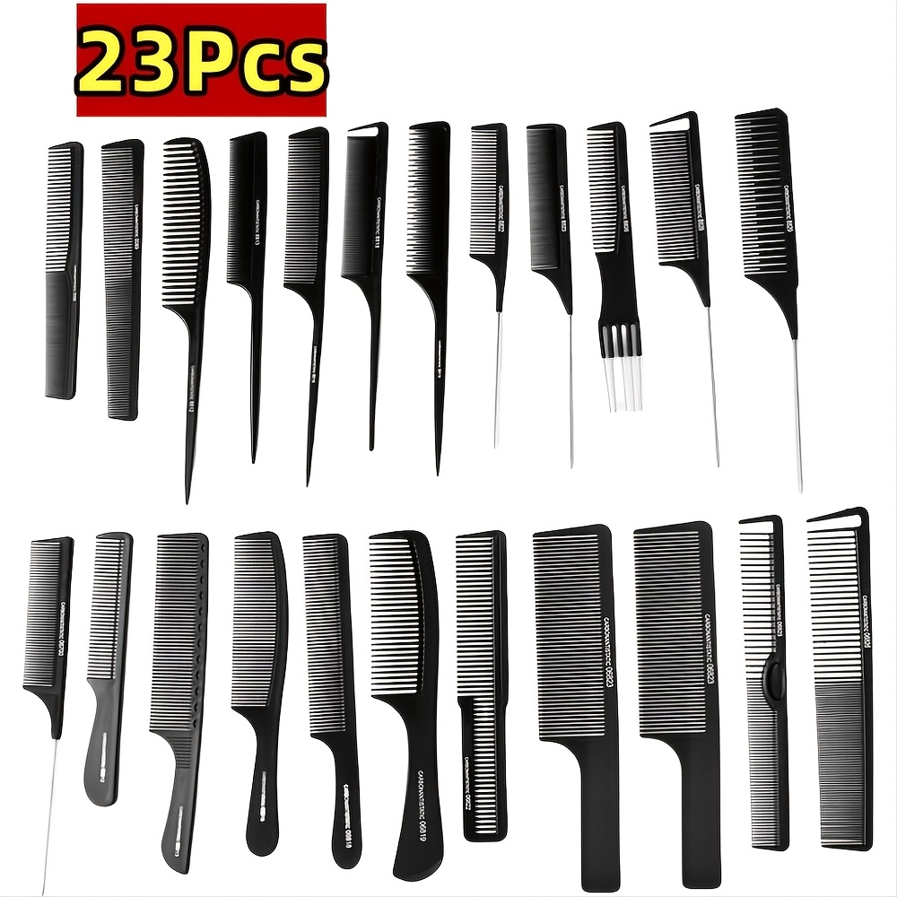 23pcs Carbon Steel Hair Styling Comb Set For Barbershop Professional Styling Combs Suitable For All Hairstyles And Styles