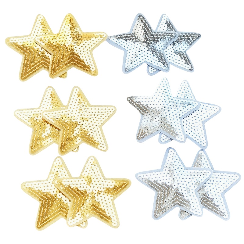 

6pcs Star Sequin Iron Patch | Iron Sequins On Embroidered Patch - Cute Embroidered Patch Clothing Fabric, Jackets, Jeans Sticker Patch Repair Decoration Craft