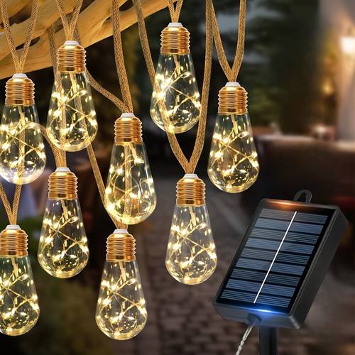 solar powered outdoor string lights 25 15 10 bulb fairy string lights with 8 lighting automatically turns on at dusk and off suitable for fences courtyards gardens dances weddings parties camping christmas trees and christmas