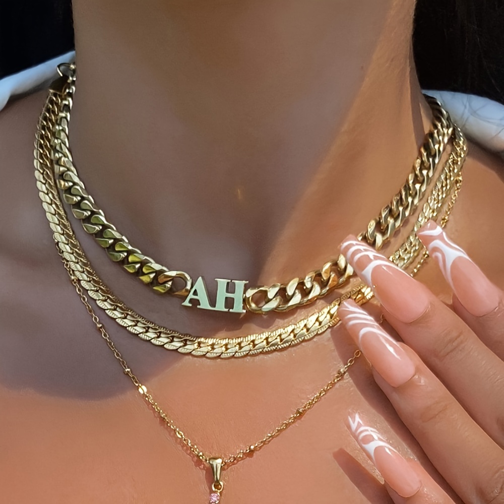 Custom 18k Cuban Chain with Personalized Name Women's Jewelry
