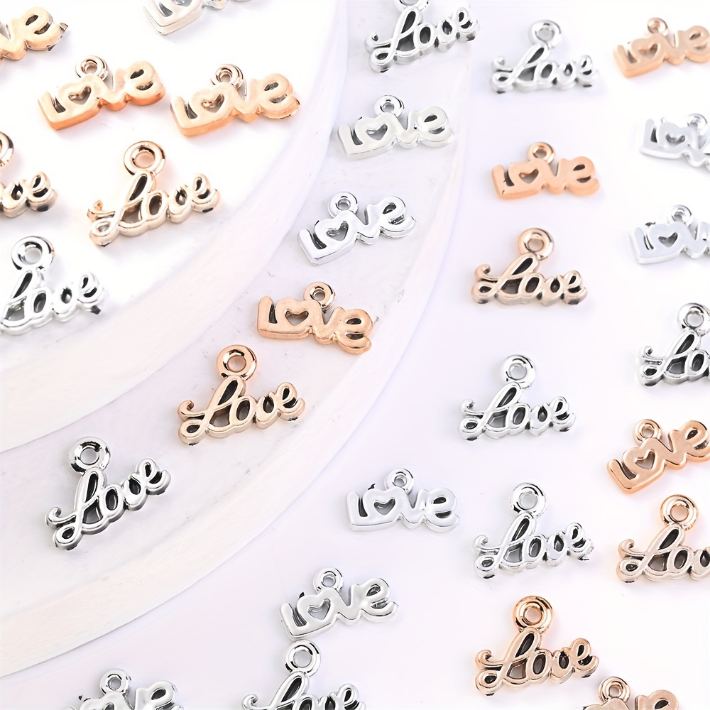 

50pcs Letter Love Ccb Charms Size Loose Spacer Beads For Jewelry Making Necklace Bracelets Keychains Accessories