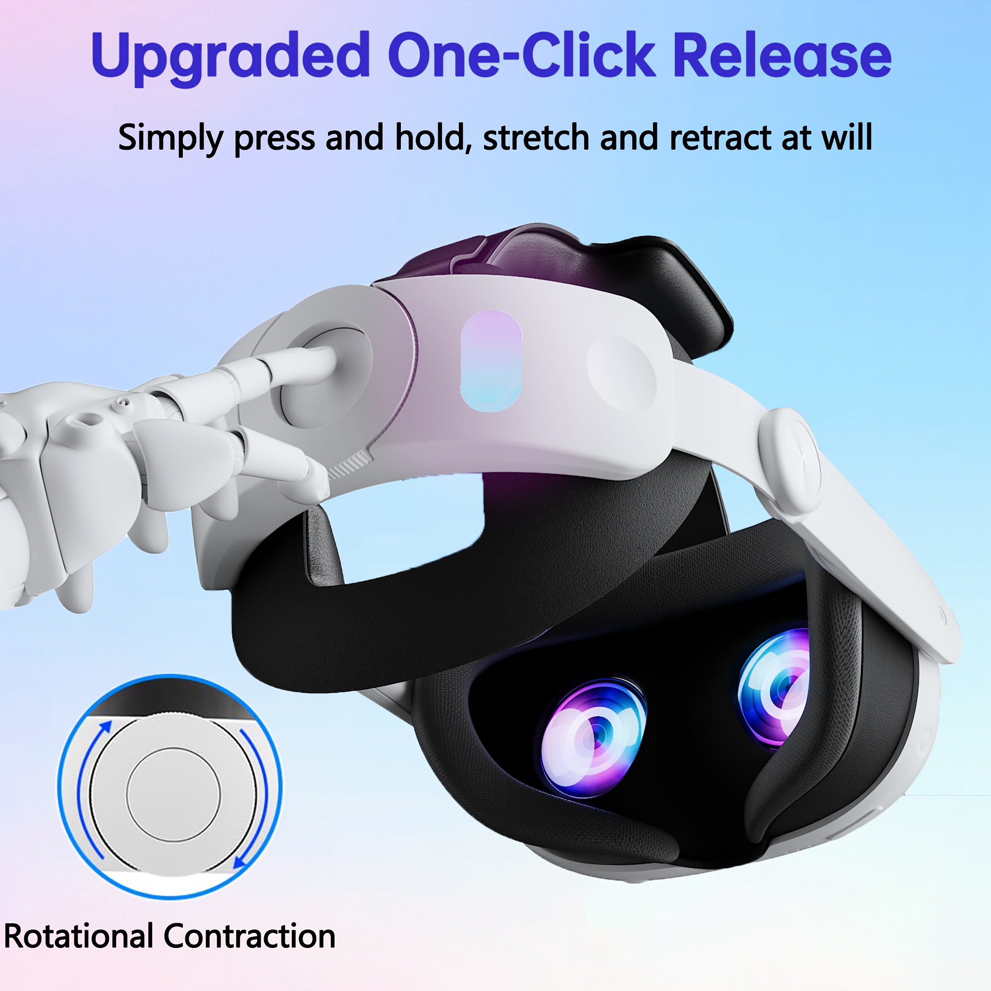 Wolmtt Adjustable Meta Quest 3/3S Headband with 10000mAh Rechargeable Battery, USB-C Charging, Ergonomic VR Headset Accessory for Extended Playtime, Virtual Reality Headset, Highquality Electronics