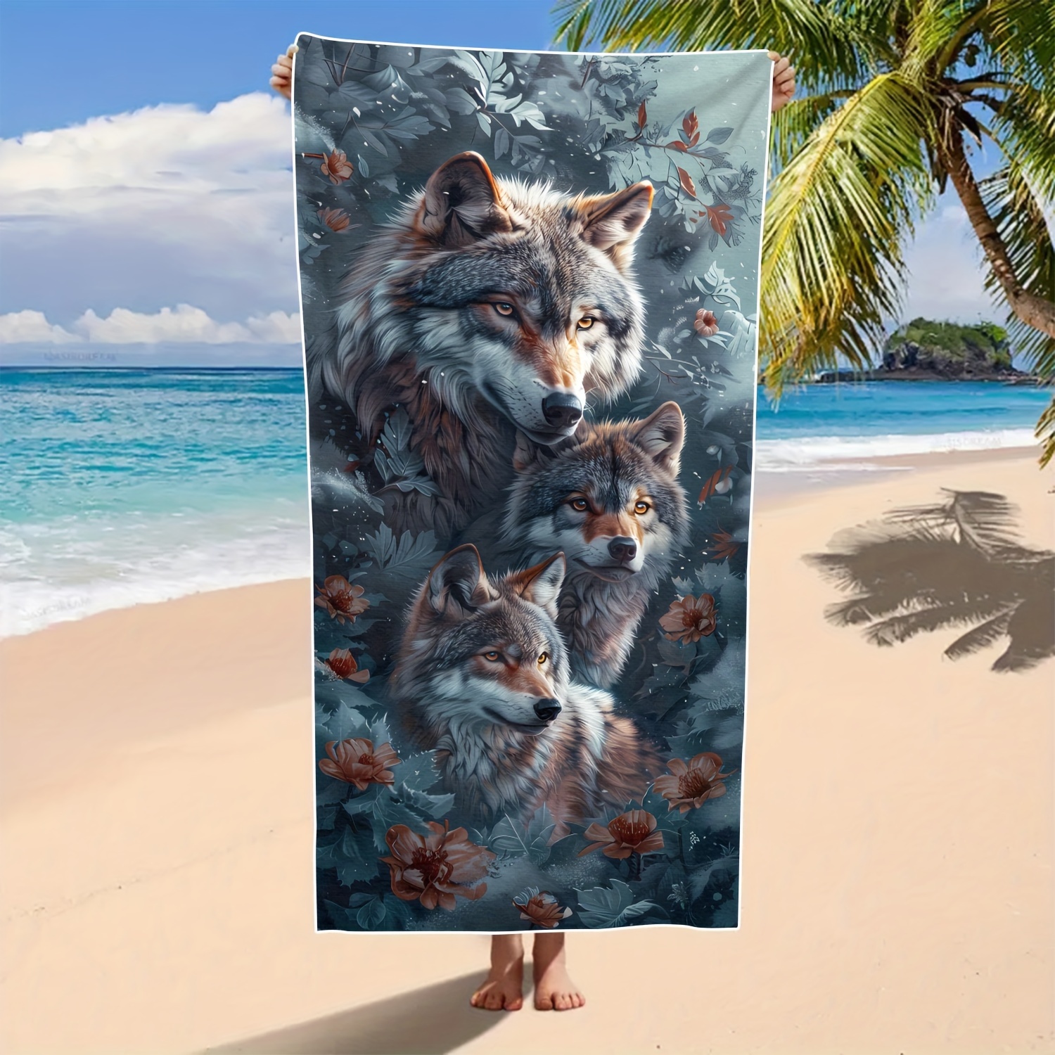 

Wolf Print Comfortable And Quick Drying Bath Towel, Large Light Weight Super Absorbent Camping Beach Blanket, For Outdoor Travel Holiday Camping Vacation Swimming Pool Yoga, Beach Essentials