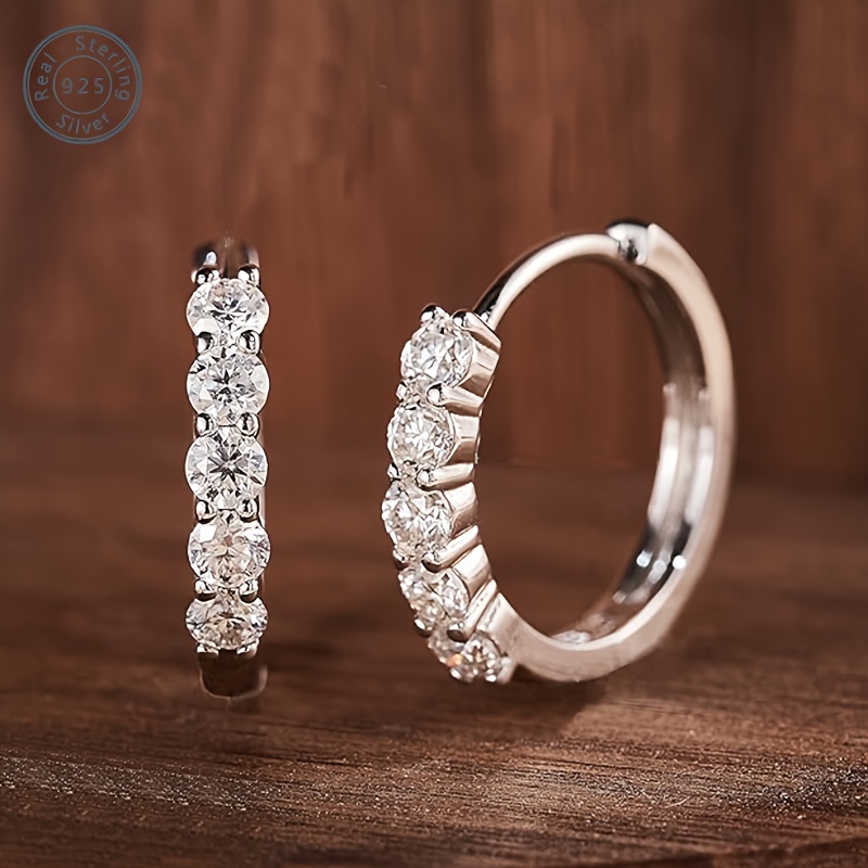   moissanite earrings in 925 sterling   with 5 moissanite for an anniversary birthday halloween or christmas holiday gift for your girlfriend wife friends or yourself Product details 3