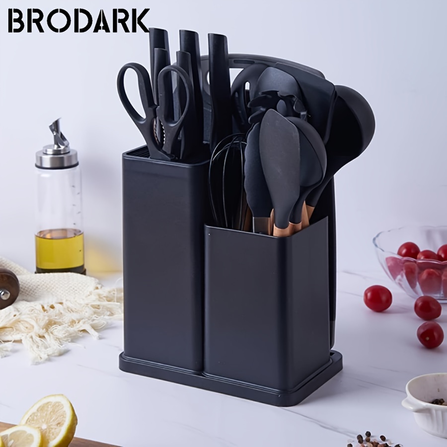 

Brodark 19pcs Premium Silicone Kitchen Utensil Set With Wooden Handles - Heat-resistant, Friendly Cooking Tools & Bamboo Storage Bucket - Gadgets And Cleaning. For Christmas