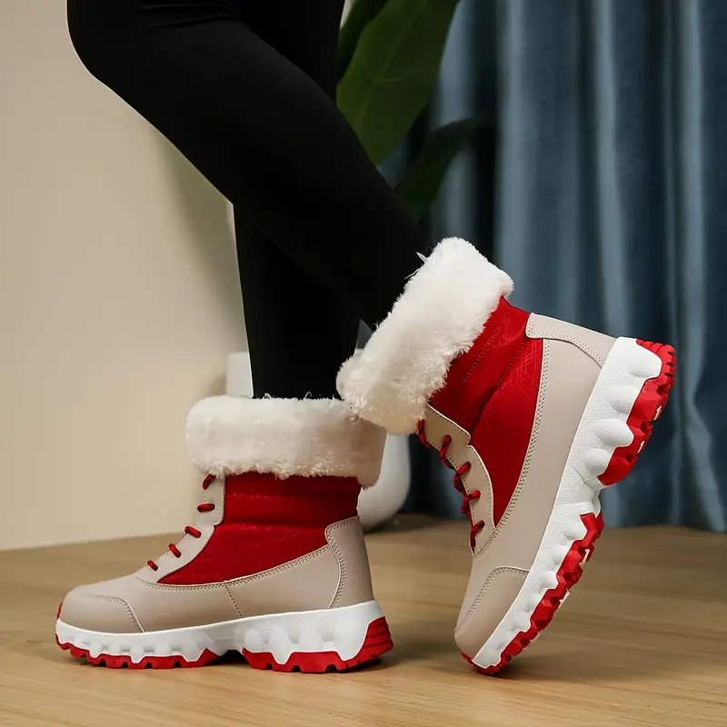womens winter fashionable versatile anti slip plus velvet wear resistant comfortable warm trendy casual sports snow boots details 6