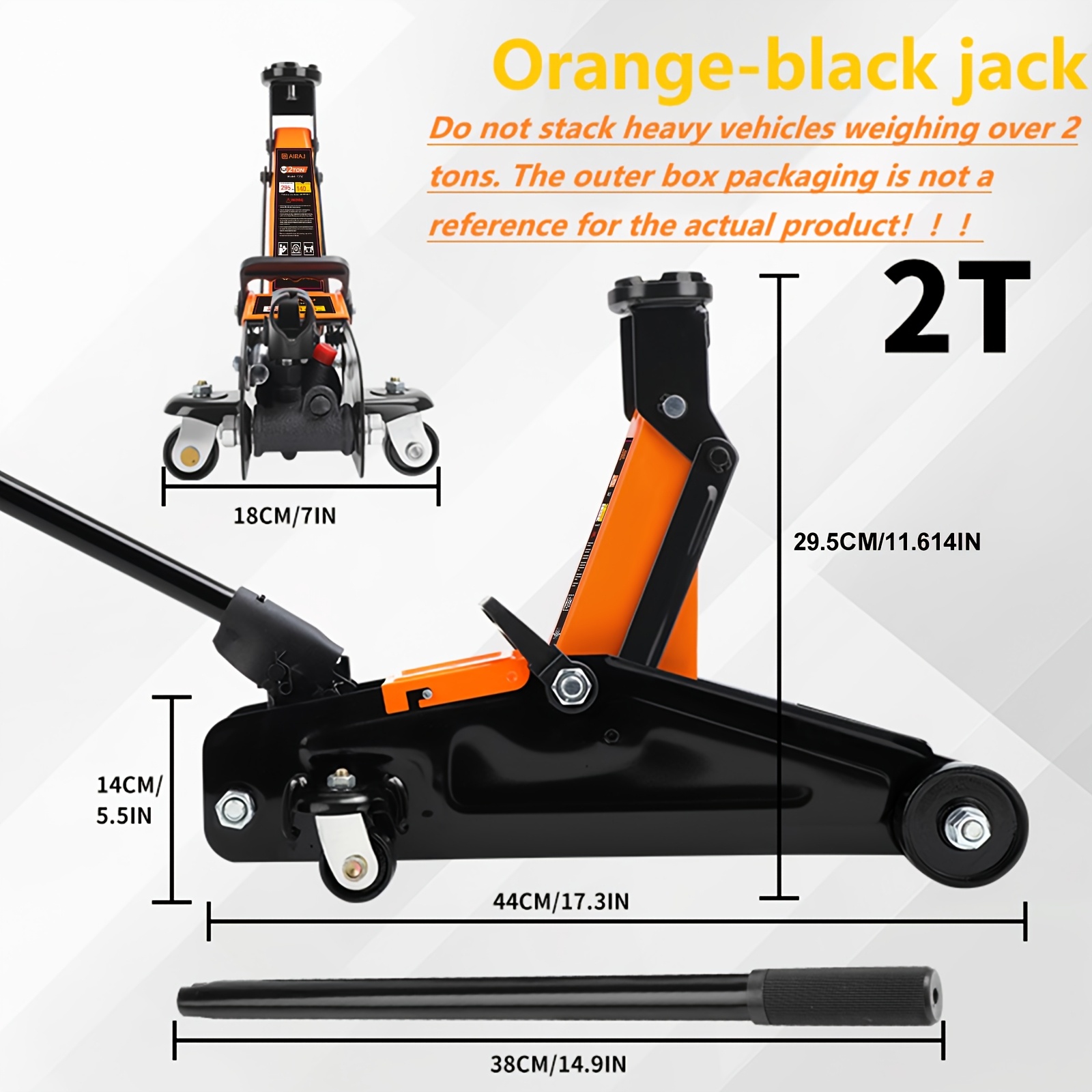 TEMU (4000-lb) Floor Jack With Rollers For Safe And Quick Lifting, 460 Mm Lifting Height, Adjustable Height Range: 5.31-13 Inches, Durable Carbon