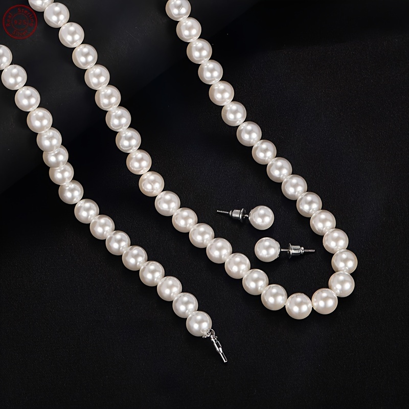 925 silver freshwater pearls   3pcs set necklace bracelet earrings daily wear valentines day anniversary gift christmas gift for family complimentary gift box Product details 3