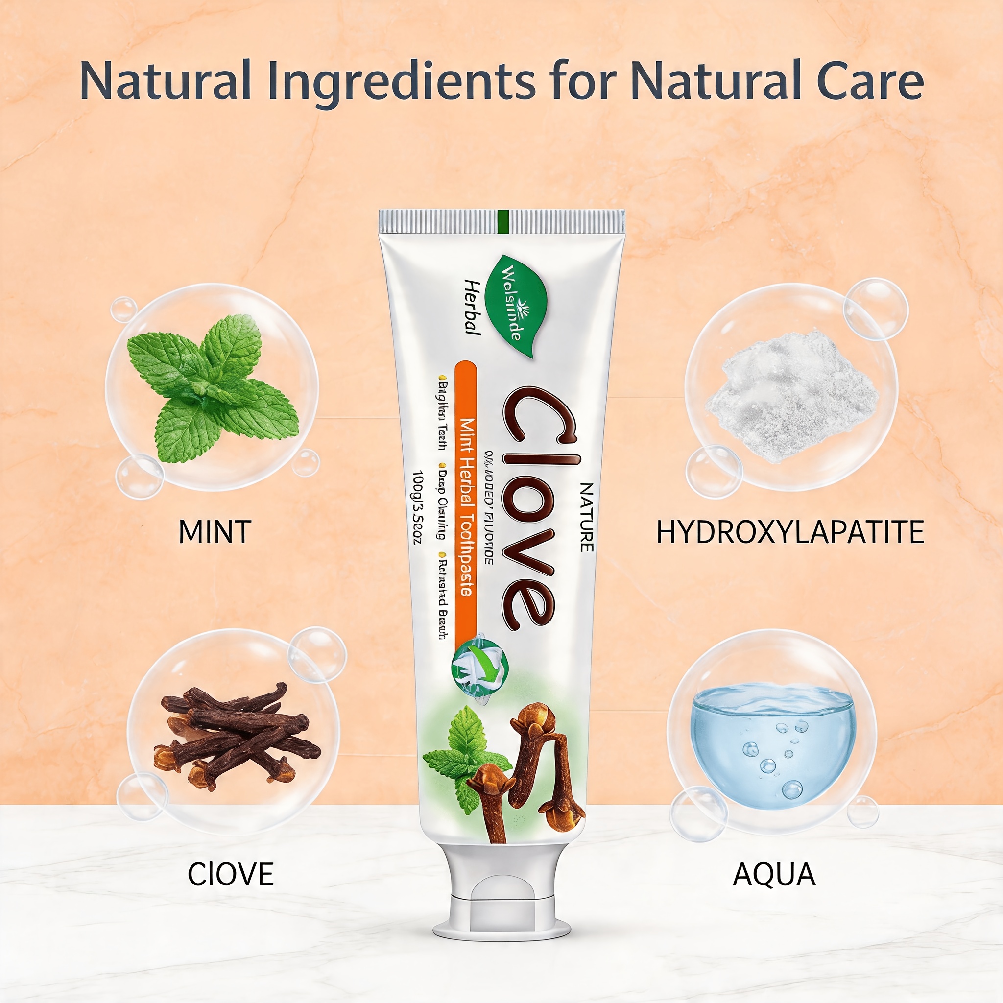 Set of 2 Clove Mint Herbal Toothpaste, No Added Fluoride, Natural Deep Cleaning And Whitening, Refreshing Minty Breath, Herbal Ingredients for Gum Health, Gentle Formula, Travel-Sized Daily Oral Hygiene Gift for Both Men And Women - Image 6