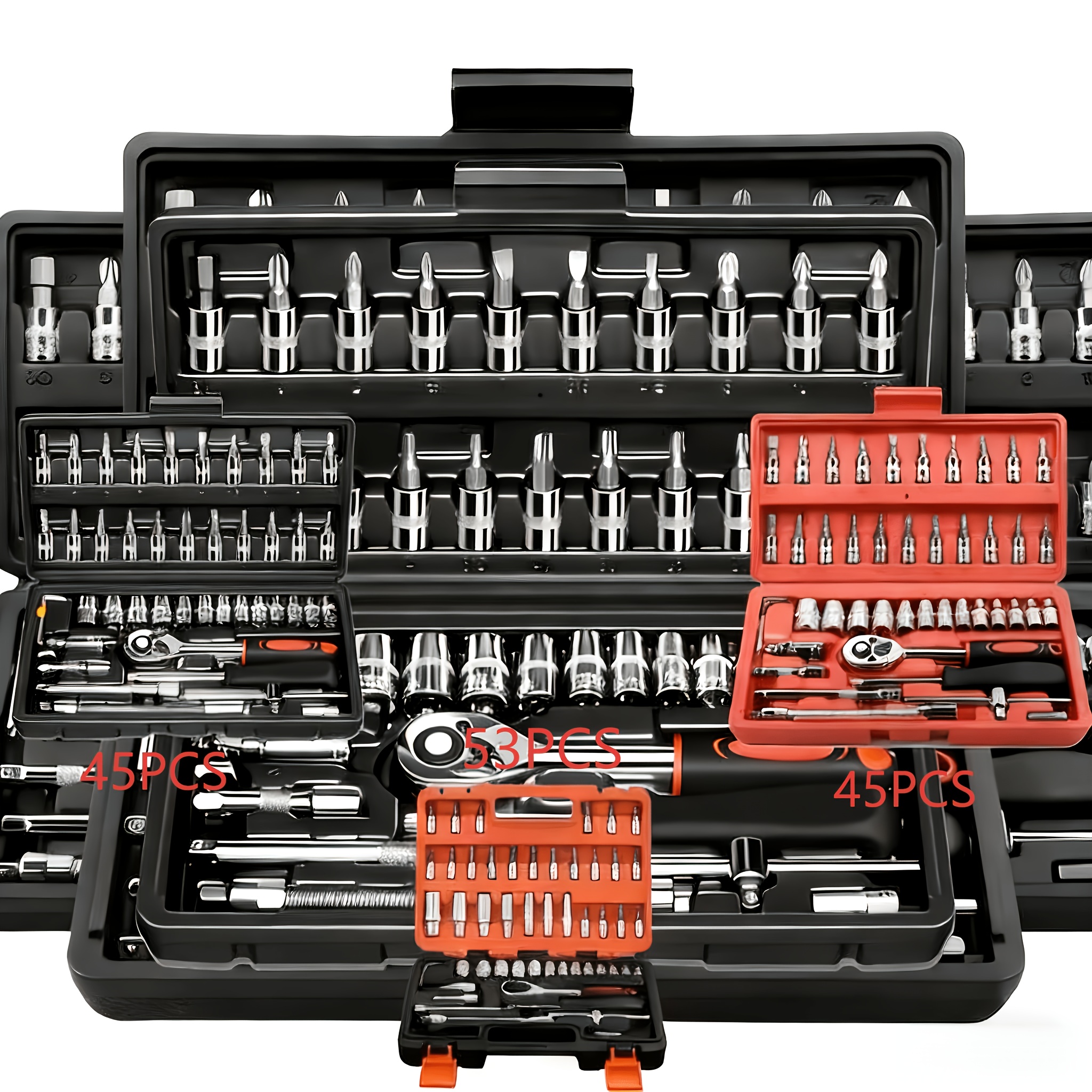 45 53pcs tool   professional vehicle motorbike repair toolkit 1 4 inch drive deep and standard wrench collection racing quality vehicle components repair ratchet wrench and   vehicle repair additions toolkit
