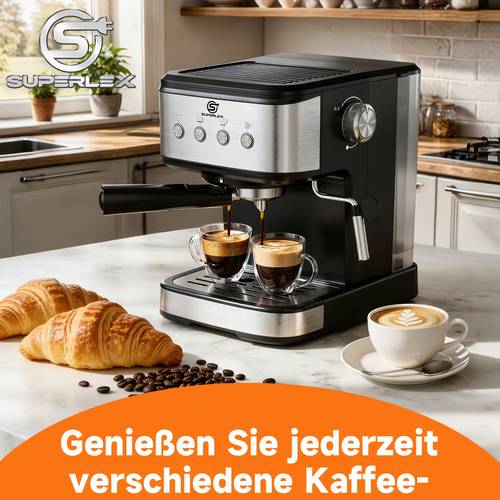 15 Machine Portafilter, Milk Frother, 1.5L Tank, Protection