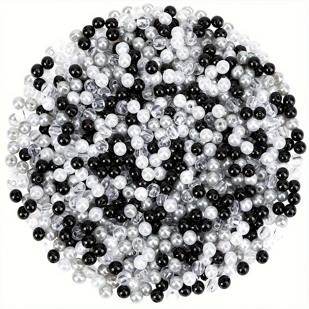 

50/200pcs Halloween Beads Round 6mm Black White Transparent Gray Pearl Beads For Jewelry Making Halloween Party Decoration Necklace Bracelets Diy Crafts