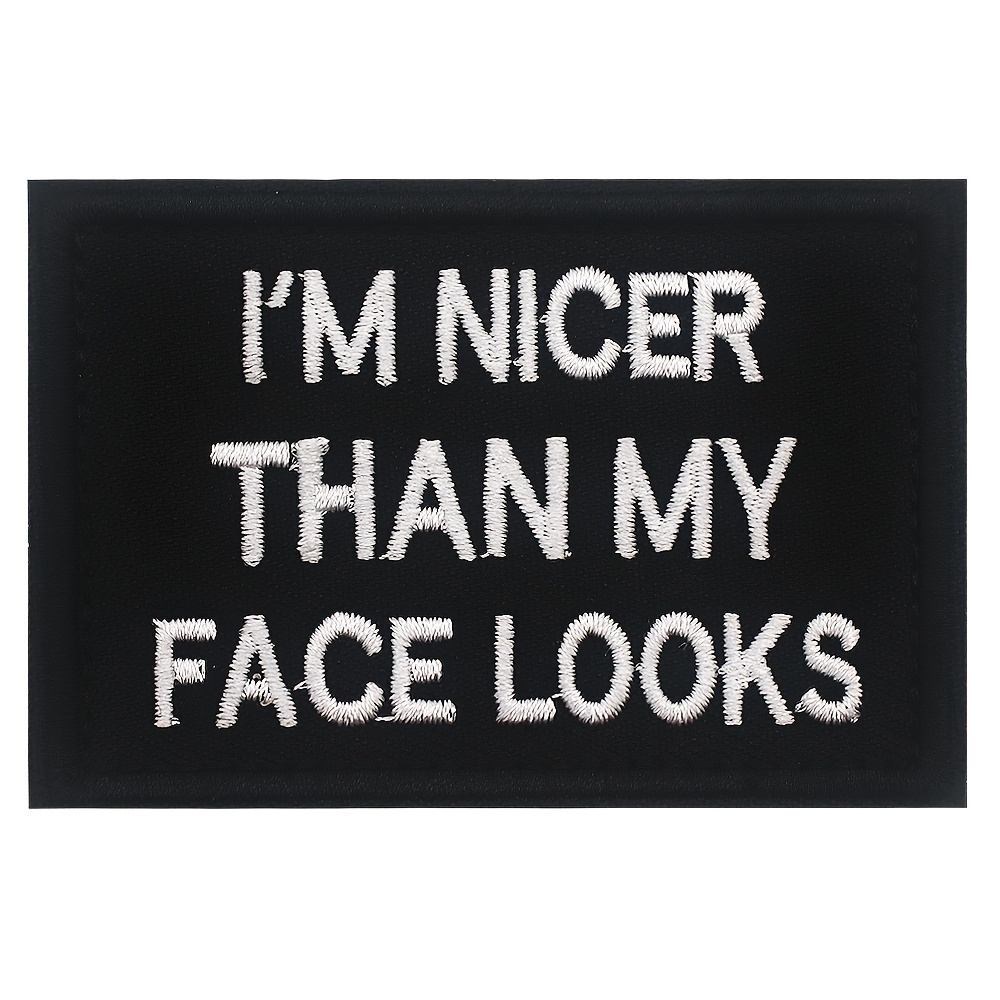 Image of "i'm Than Looks" Embroidered Iron-on Patch - Hook & Loop Repair Emblem For Clothes, Jackets, Jeans, Backpacks, Hats, Bags (white/black), Backpack Decoration, Contrasting Colors, Durable Embroidery