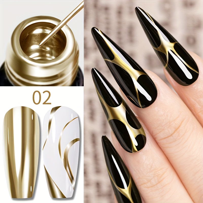 Awstorg 5ml Metallic Liner Gel Painting Gel Polish Rose Golden Metal Gel Semi Permanent Nail Gel