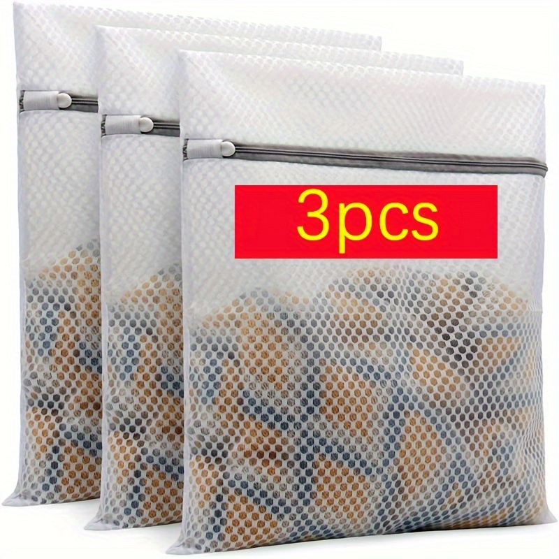 

3pcs Honeycomb Mesh Laundry Bags For , 12x16 Inches (medium) - Transparent Polyester Zippered Wash Bags For Gentle Care, Storage Solution, Laundry Room Accessories, Laundry Bags